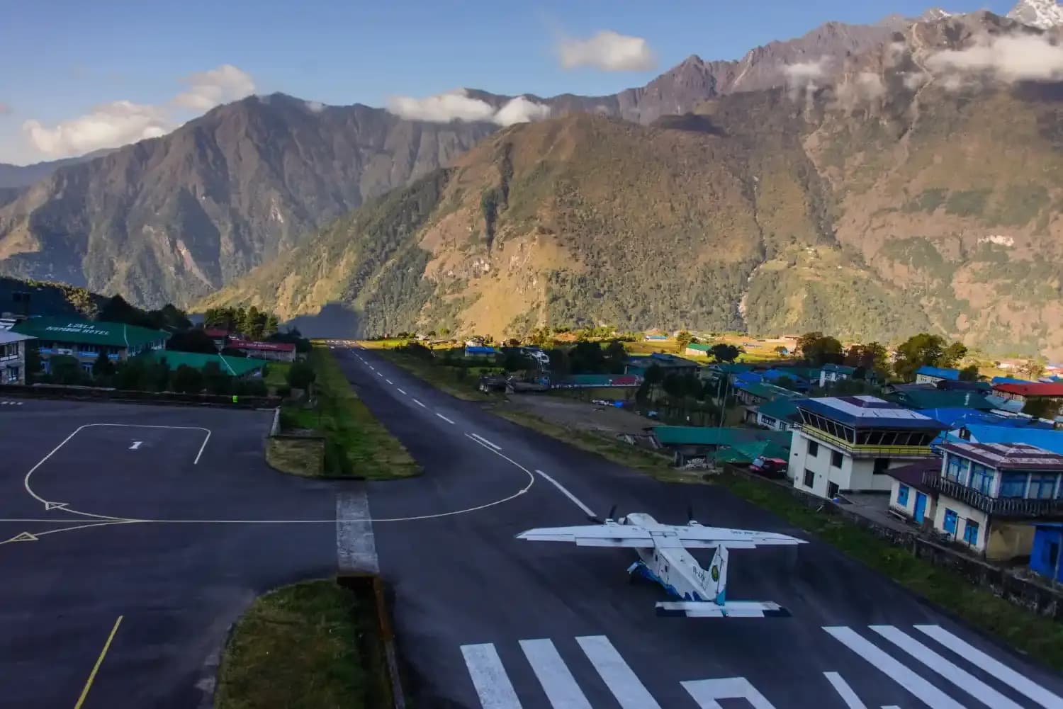 Mountain landscape at Lukla showing why weather matters for flight planning
