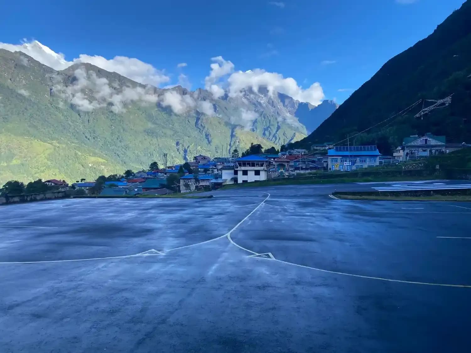 Mountain sunrise landscape showing trekking routes from Lukla